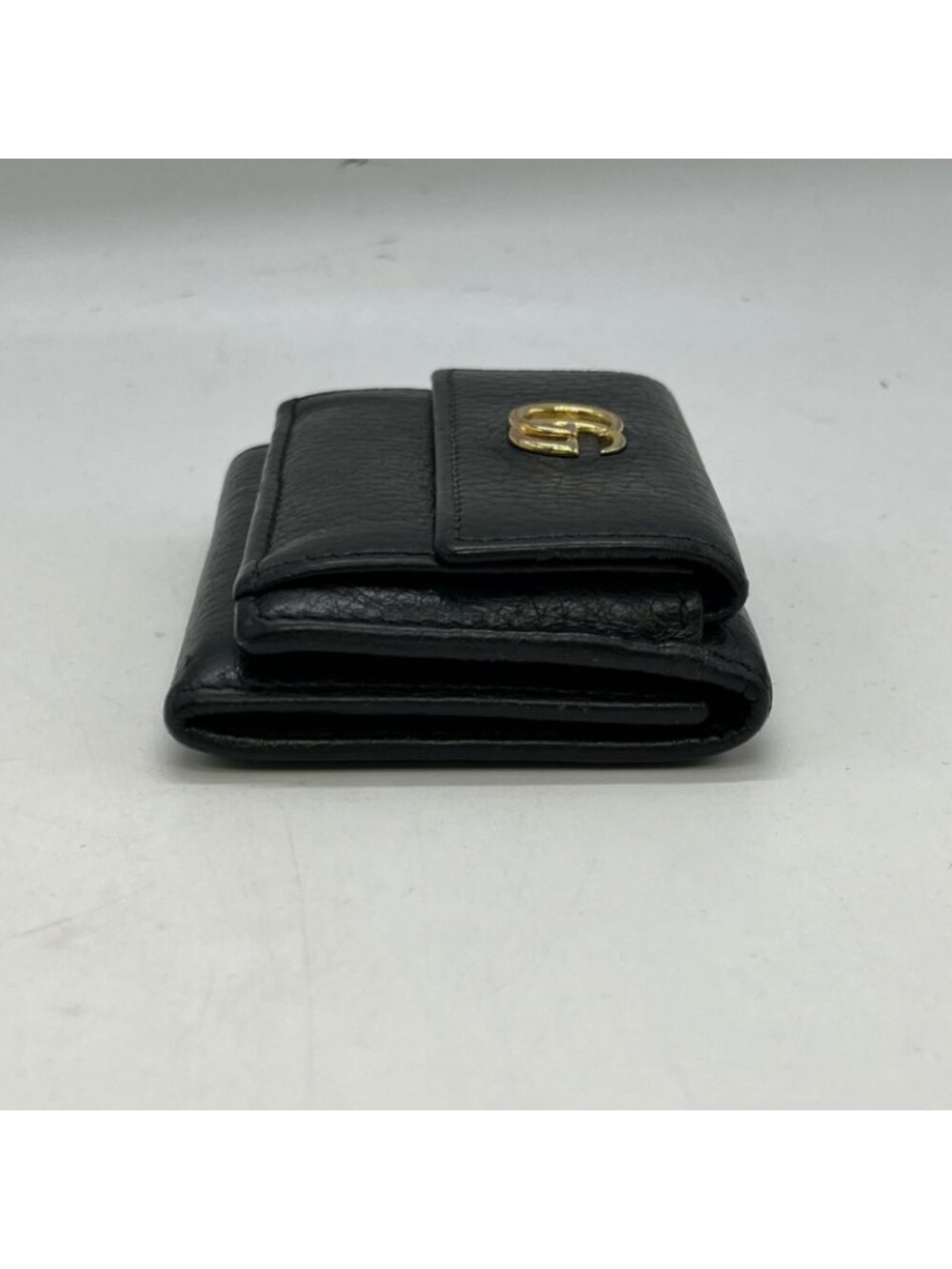 Gucci Trifold Wallet GG Marmont Hook Calfskin Leather Black - Picture 4 of 10